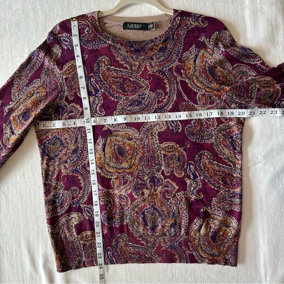 Lauren Ralph Lauren Woman’s Paisley Crew Neck Long Sleeve Sweater Size XL - Picture 8 of 10